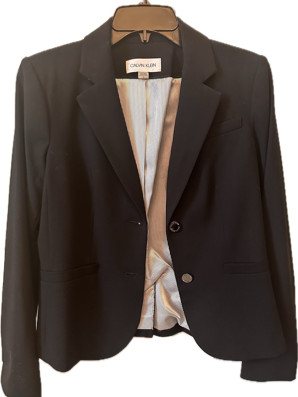 Calvin Klein Black Women's Two-Button Tailored Blazer